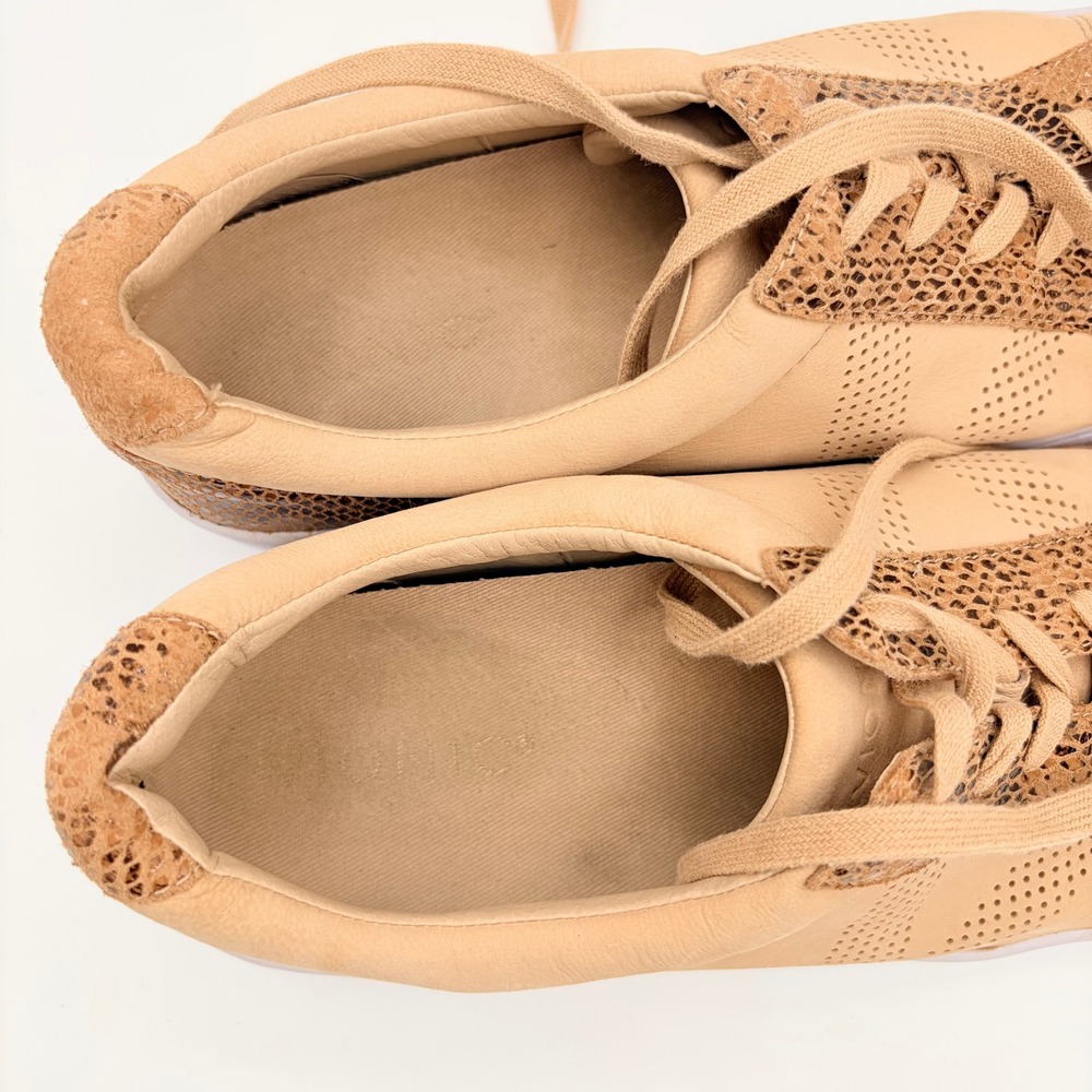 Vionic Honey Sneaker 8.5 Tan Leather Snakeskin Orthotic Low Top Lace Up Shoes - Picture 7 of 9